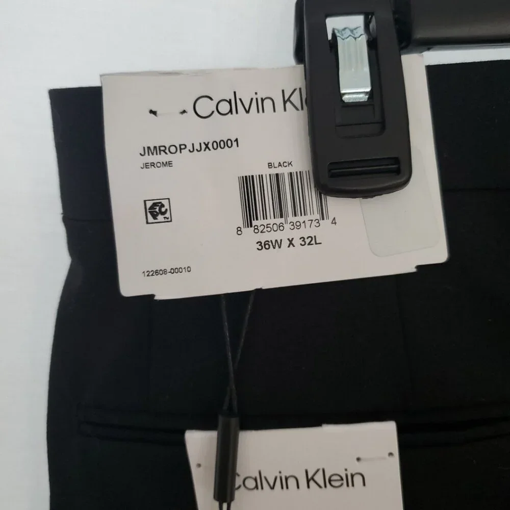 Calvin Klein Mens Black Slim-Fit Performance Dress Pants Size 36W 32L - Picture 4 of 11
